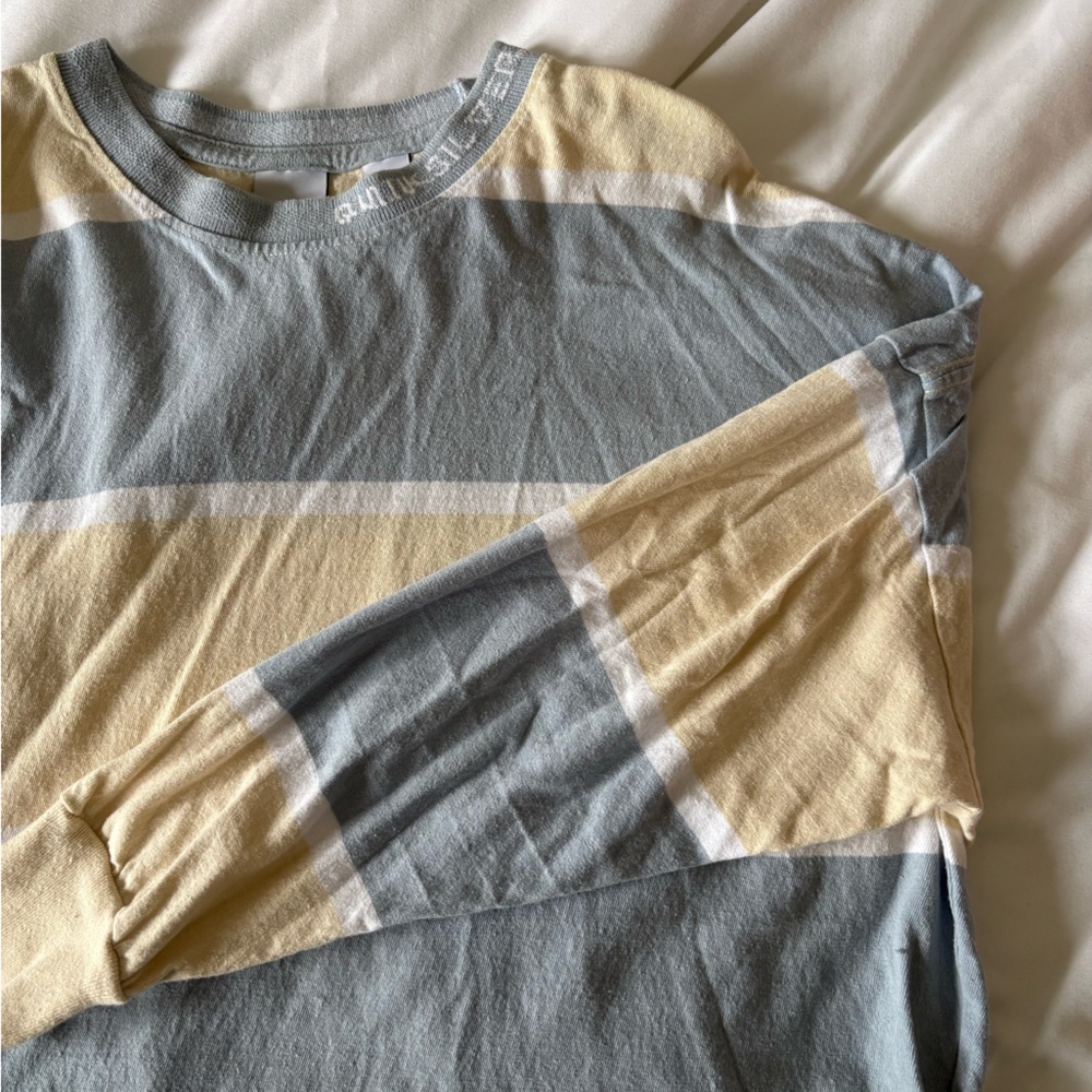 Quiksilver Blue and Cream Striped Shirt